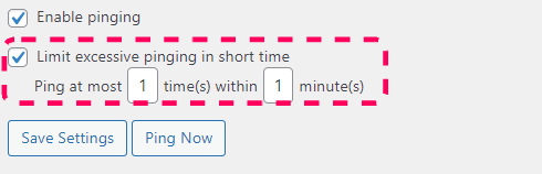 Ping at most 1 time(s) within 15 minute(s)と書かれた画面のスクリーンショット