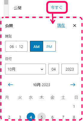 公開日時を選択できる欄　